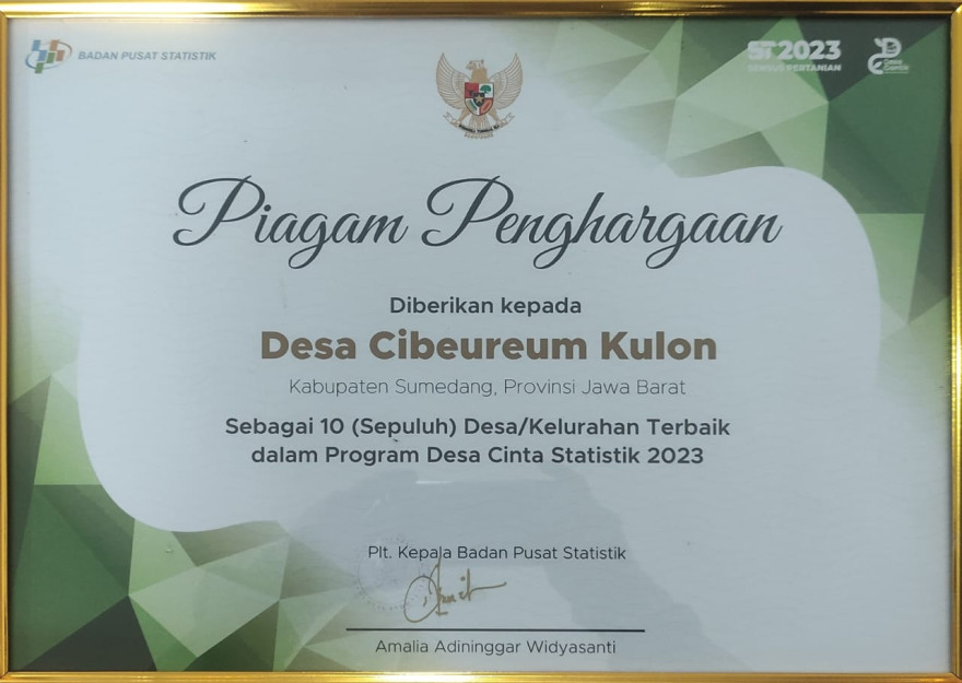 Desa Cibeureum Kulon Menerima Penghargaan 10 Desa Cantik Terbaik Tingkat Nasional Tahun 2023