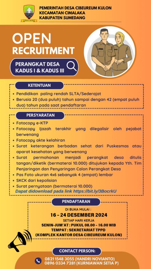 Informasi Penjaringan dan Penyaringan Calon Perangkat Desa Tahun 2024